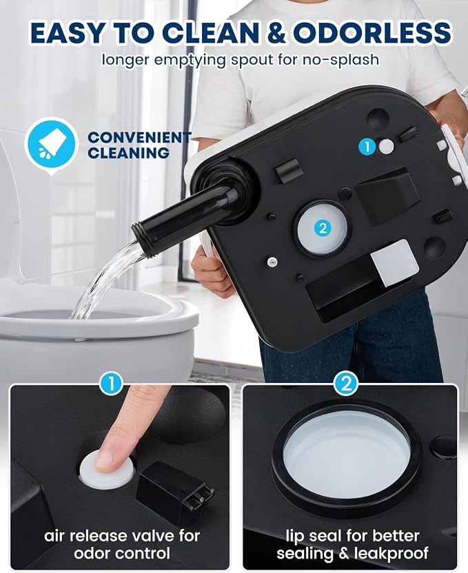 Kohree 6.34 Gal Portable Toilet for Camping, Large Capacity | Odorless, Leak-Proof, Detachable, Boat Porta Potty with Paper & Detergent Collection for Home Use, Camper, RV Travel