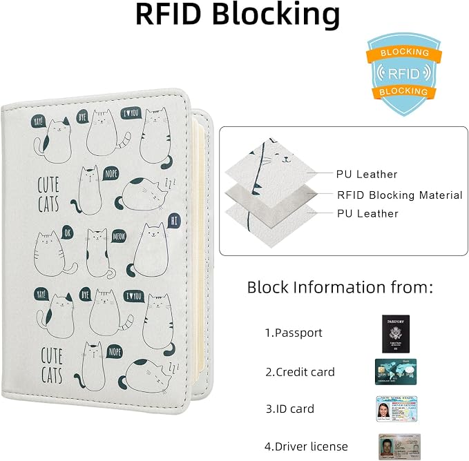 WALNEW Passport Holder for Travel, RFID Passport Cover Wallet for Women Men, PU Leather Passport Book Card Holder Case with Pen, Travelling Essentials for Flying | PU Leather Passport Cover Case with Pen Holder, Travel Must Haves Accessories, Passport ...