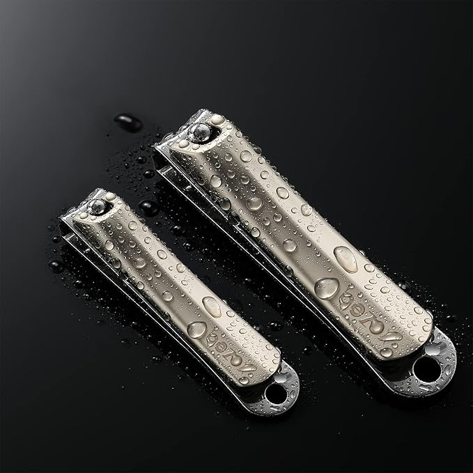 BEZOX Nails Clipper, Ergonomic Toenail and Fingernail Clipper with Non-Slip Design, Professional Nail Cutter for Men and Women, 2 Pcs Nail Trimmers - Grey