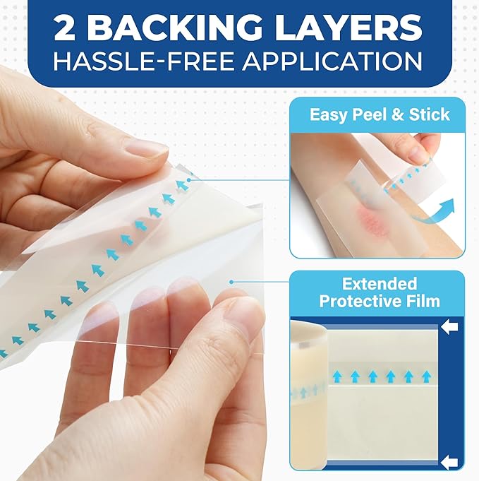 Hydrocolloid Bandages Roll, 2in x 16ft, Cut to Size Hydrocolloid Patch for Wound Care, Waterproof, Medical Adhesive Wound Dressing Tape for Blister, Burn, Acne, Pimple, Extra Large