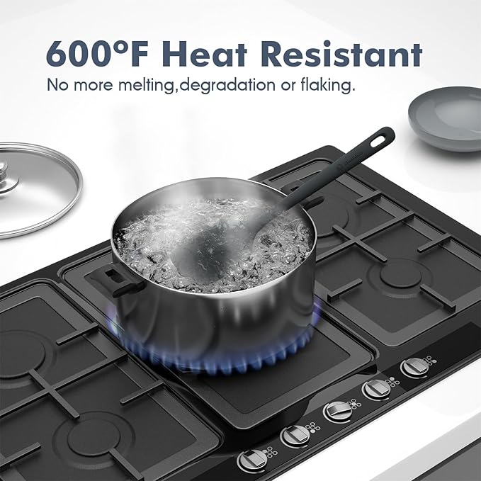 5 Pieces Silicone Spatula Set, Food Grade Rubber Spatula, Upgrade Strong Handle with Ergonomic Grip, Heat Resistant Up to 600°F for Nonstick Cookware, Cooking Black