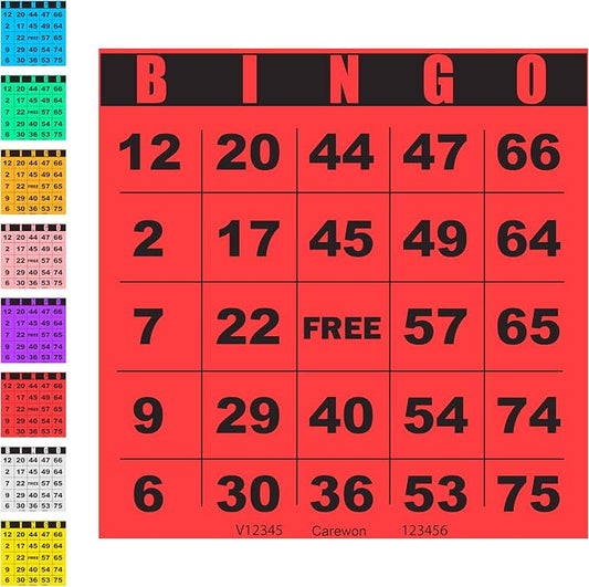 100 Bingo Cards, Large 4.5 x 4.5 Inch, Red, Paper Bingo Sheets | 8 Color Options, Premium Cardstock, Disposable with Daubers or Reusable with Chips — Proudly Made in USA