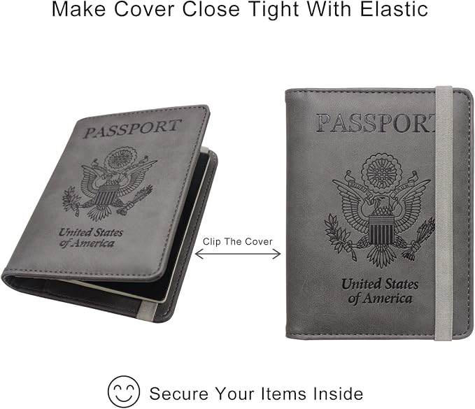 WALNEW Passport Holder for Travel, RFID Passport Wallet, Travel Essentials | PU Leather Passport Cover Case with Pen Holder, Travel Must Haves Accessories, Passport Book Holder for Women Men