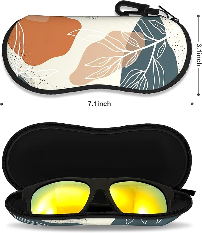 Sunglasses Soft Case, Ultra Light Portable Neoprene Zipper Glasses Case for Men Women