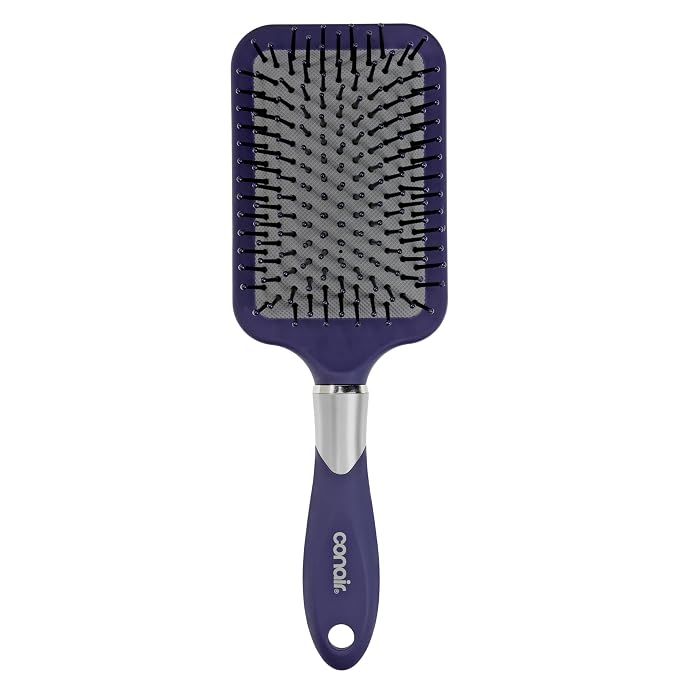 Conair Paddle Hair Brush, Ultra Wide Detangling Design for Thick Hair | Paddle detangler brush with ball-tipped bristles, a soft-touch handle, and a flexible cushion base for stress-free brushing