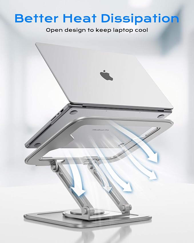 LOXP Adjustable Laptop Stand, Computer Stand with 360 Rotating Base | Ergonomic Laptop Riser Mount for Desk Foldable Protable Computer Desk Fits with MacBook Pro Air