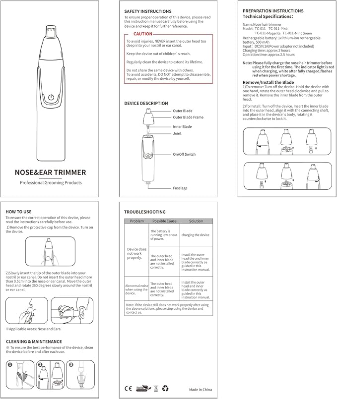 ZORAMI Rechargeable Ear and Nose Hair Trimmer - 2026 Professional Painless Eyebrow & Facial Hair Trimmer for Men Women, Powerful Motor and Dual-Edge Blades for Smoother Cutting Black