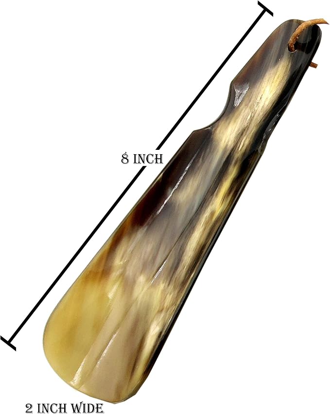 5MOONSUN5 Shoe Horn Made with Real Horn Handmade. Easy Grip Handle Shoehorn for Men,Women Seniors, Pregnancy, Elderly, Back Pain, Kids Shoes & Boots. Best Gift Idea Home or Travel Use.(8'')