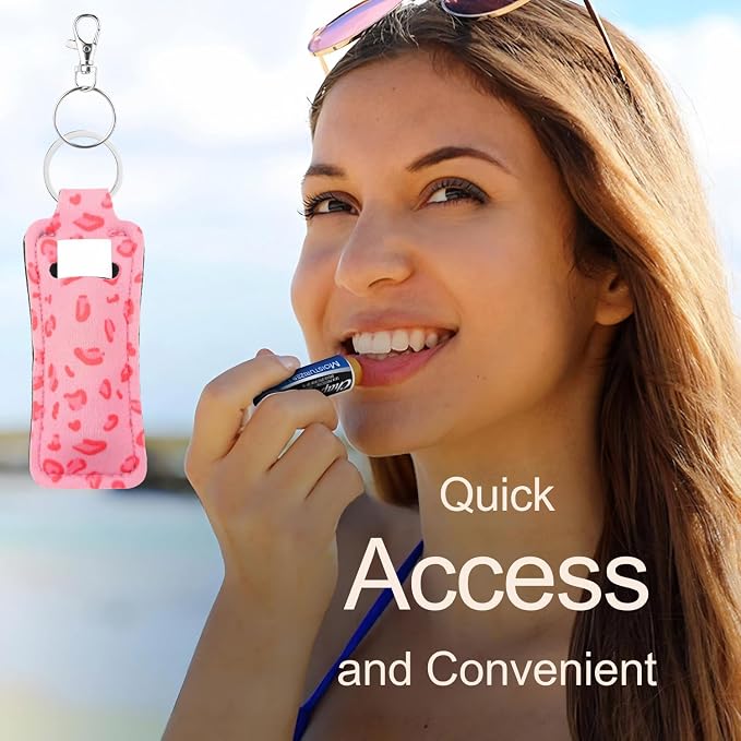 Chapstick Holder Key Chain Lipstick Holder Lip Balm Holder Keychain | Stocking Stuffers Gift, Compatible with Chapstick, Lip Balm and Lipstick, Bag Charm Accessories, Gifts for Women Friend