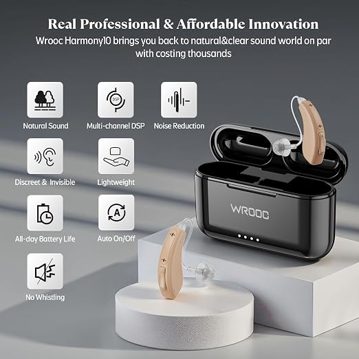 Hearing Aids for Seniors Adults: Rechargeable OTC Hearing Aids for Noise-Cancelling, Clear Sound with 38dB Peak Gain, Easy Volume Adjustment, 30Hrs Use & 120Hrs Charging Case for Hearing Loss