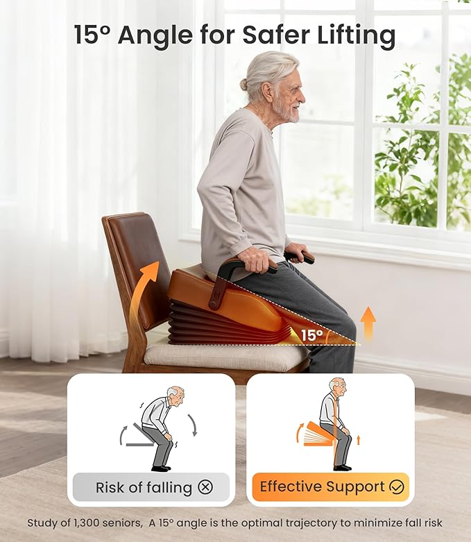VOCIC Electric Seat Lift, Cordless & Portable Power Stand Assist with Rechargeable Remote, Sit Support for Long Hours, 400LB Heavy Duty Seat Riser for Chair (AX16 PRO)