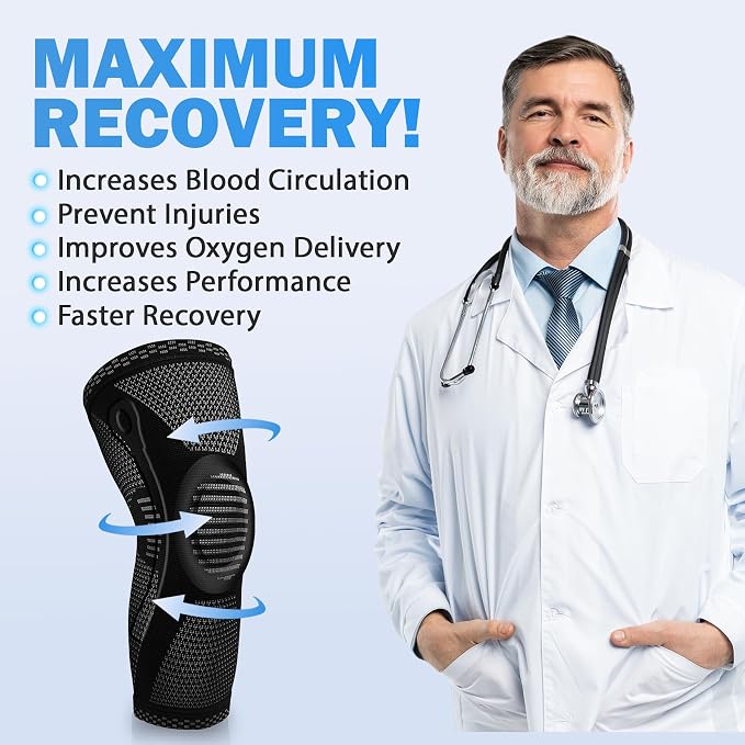 POWERLIX Knee Brace with Support and Pad for Pain Relief, Medical Knee Support, Compression Knee Sleeve for for Men & Women Knee Support for Running, Basketball, Volleyball