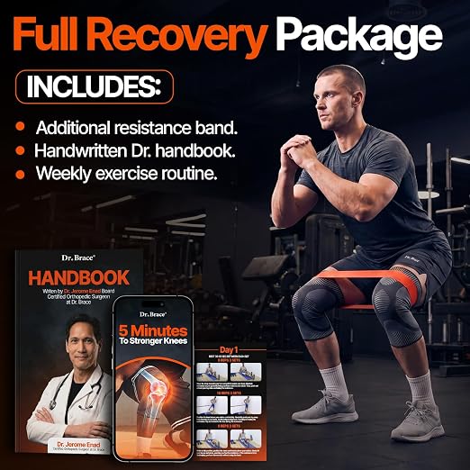 DR. BRACE Elite Compression Knee Brace for Women & Men, (2-Pack) Knee Support Compression Sleeve, Workout Sports Knee Braces for Meniscus Tear, ACL & Arthritis Pain Relief - Check Size Guide Video (Pluto, Medium)