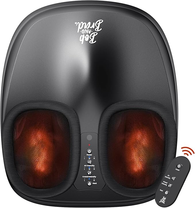 BOB AND BRAD Foot Massager with Heat and Remote,FSA Eligible HSA Eligible, Shiatsu Deep Kneading Electric Feet Massager Machine for Plantar Fasciitis, Men Size 12