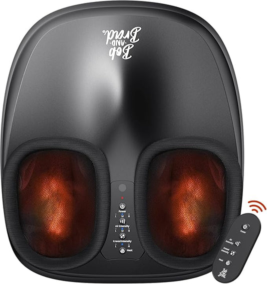 BOB AND BRAD Foot Massager with Heat and Remote,FSA Eligible HSA Eligible, Shiatsu Deep Kneading Electric Feet Massager Machine for Plantar Fasciitis, Men Size 12