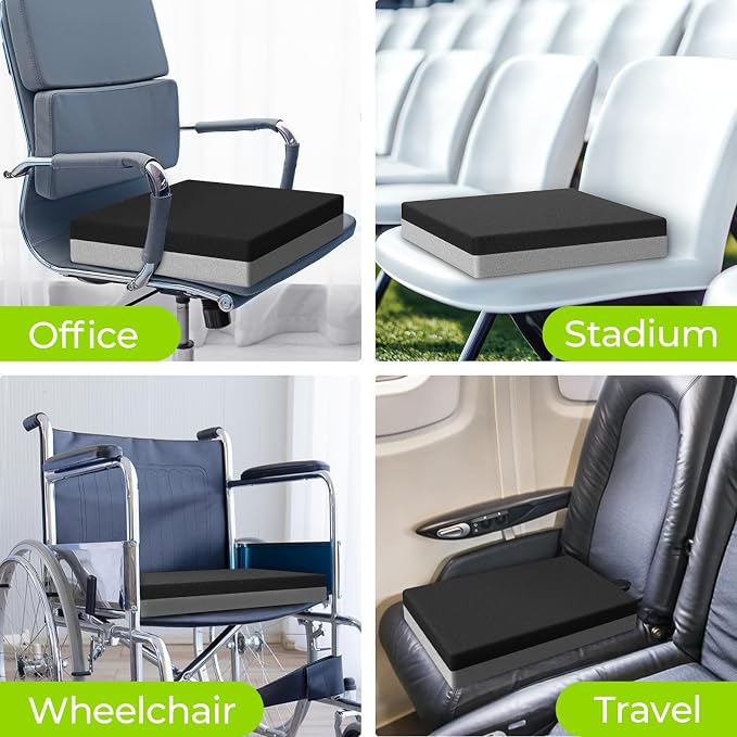AUVON Ventilation Seat Cushion with Innovation Heat Dissipation Design | Wheelchair Cushion with Supportive Memory Foam, Waterproof & Anti-Slip Cover, Improve Lower Back & Tailbone Comfort