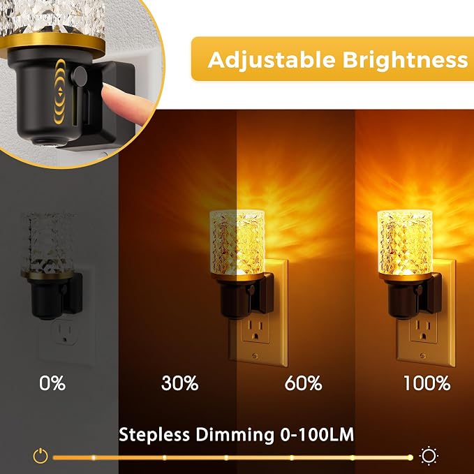 L LOHAS LED Night Light, Dimmable Night Lights Plug into Wall | Automatic Night Lights Plug in, Auto Light Sensor, Adjustable Brightness Amber LED Night Light, Bedroom Hallway Home Decor