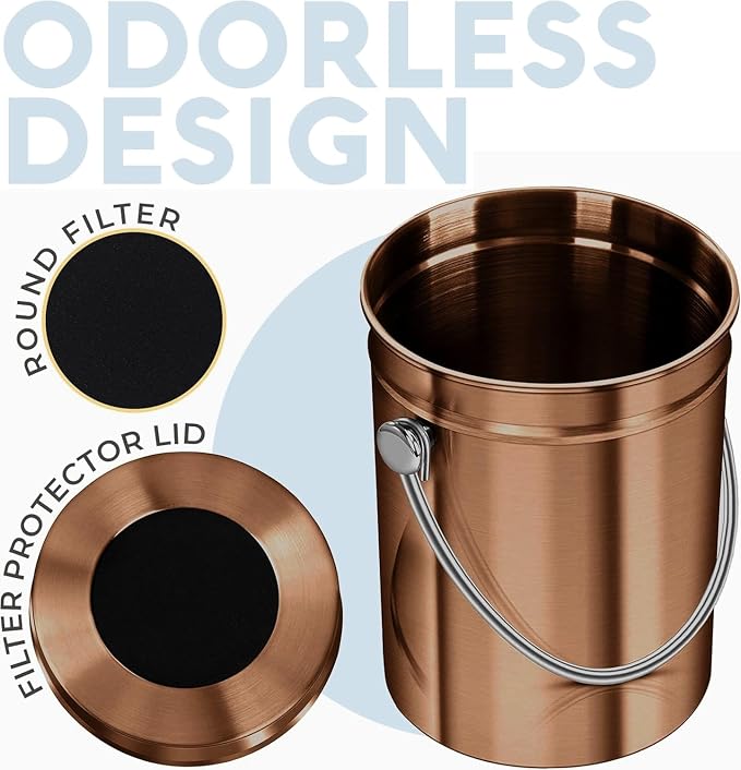 Epica Kitchen Compost Bin for Kicthen Countertops, 1.3 Galllon - Copper