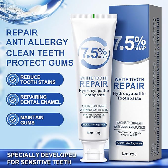 WEERSHUN Hydroxyapatite Toothpaste 7.5, Fluoride-Free, Mild Mint, Deep Cleaning Care for Sensitive Teeth, 4.23oz (1pcs)