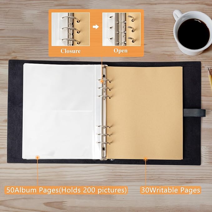 Photo Album 4x6 300 Photos,Genuine Leather Photo Albums with Writing Space with 30 Writing Paper, Travel Family Wedding Kids Graduation Ultrasound Baby Picture Album Scrapbook Photo Album（Love Tree）
