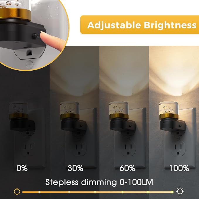 L LOHAS LED Night Light, 2 Pack Night Lights Plug into Wall | 3000K Soft Light LED NightLights, Built in Dusk to Dawn Sensor Bubble Wall Light for Hallway, Bathroom, Rooms