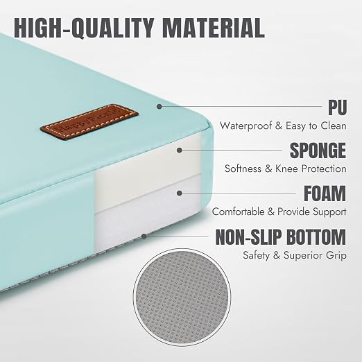 HappyPicnic Waterproof Garden Kneeling Pad, 2in Thick, Green, 1 Pack | Soft High-density Foam knee support, with Handle, Easy to Clean, Non-slip, for Gardening, Yoga, Prayer, Housework, Exercise