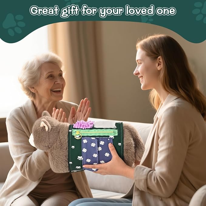 Fidget Blanket and Muff Cat for Adults with Dementia, Alzheimers Dementia Activities Products for Elderly and Seniors,Fidget Toys Gift and Game for Alzheimer’s or Dementia.