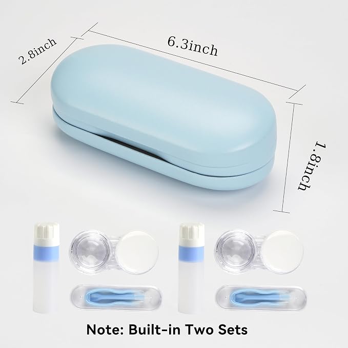 Eyeglass Case Double Sided Travel Size Portable Contact Lens Box 2 in 1 | Multifunction With Tool for Daily Outdoor Office