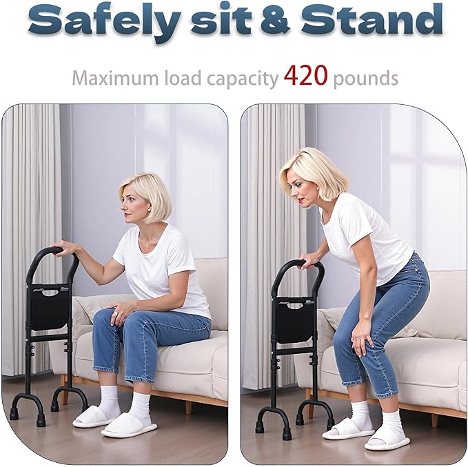 Stand Assist(Black)-Mobility Standing Aid Rail for Couch, Chair, Bedside, Toilet. Assistance Handle for People with Limited Mobility. Safety Grab Bar for Standing, Walking, Up and Down The Stairs