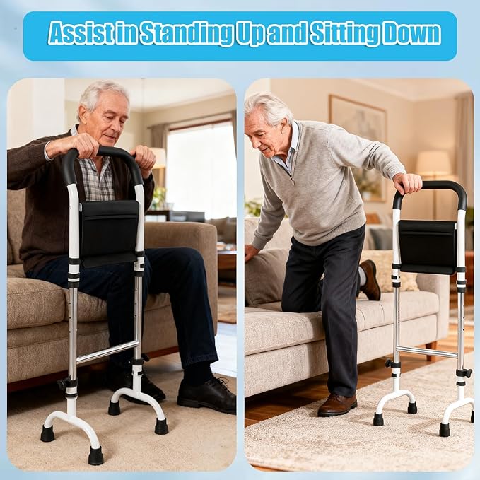 Stand Assist(White)-Mobility Standing Aid Rail for Couch, Chair, Bedside, Toilet. Assistance Handle for People with Limited Mobility