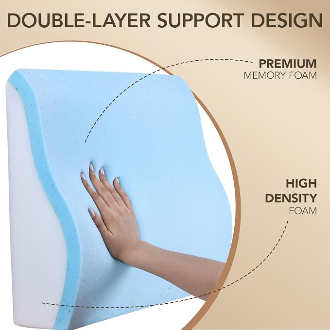 Lumbar Support Pillow for Recliner,Large Memory Foam Back Support Cushion for Sofa & Gaming Chair, Ergonomic Backrest Pillow for Elderly, Comfortable Couch Cushion with Machine Washable Cover,Beige