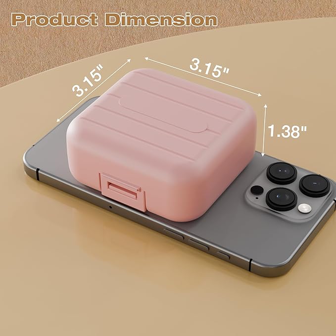 Small Travel Pill Box, Double Layer 7-Compartments Pill Organizer, Portable Weekly Pill Case Container for Pocket, 7 Day Compact Medicine Holder for Vitamins, Fish Oils, Supplements Pink