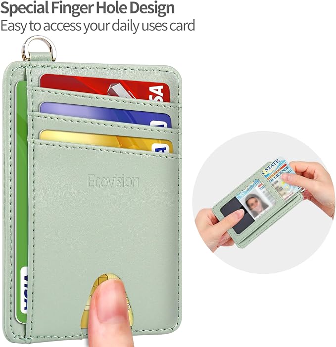 Slim Minimalist Front Pocket Wallet, RFID Blocking Credit Card Holder Wallet with Detachable D-Shackle for Men Women