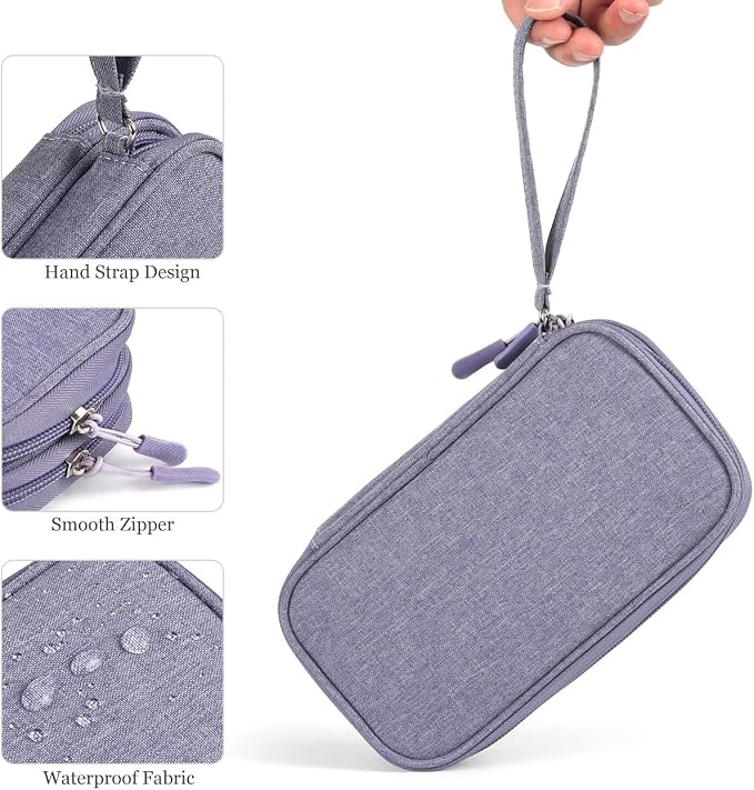 Electronic Organizer Travel Cable Accessories Bag, Electronic Organizer Case, Electronic Accessories Organizer Bag for Power Bank, Charging Cords, Chargers, Mouse, USB Cable, Earphones (Purple)