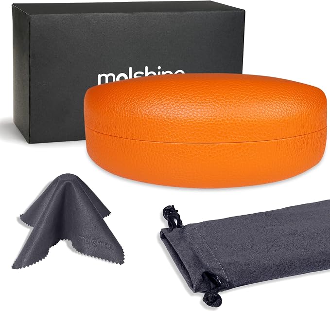 molshine Hard Shell Sunglasses Case,Classic Large Glasses Case for Sunglass,Eyeglasses with Cleaning Cloth,Pouch