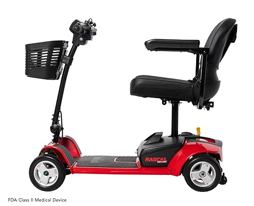 Rascal Venture 4-Wheel Mobility Scooter, Long-Range Battery-Powered Electric Travel, Easy Compact Transport, Battery Included, for Indoor/Outdoor Use