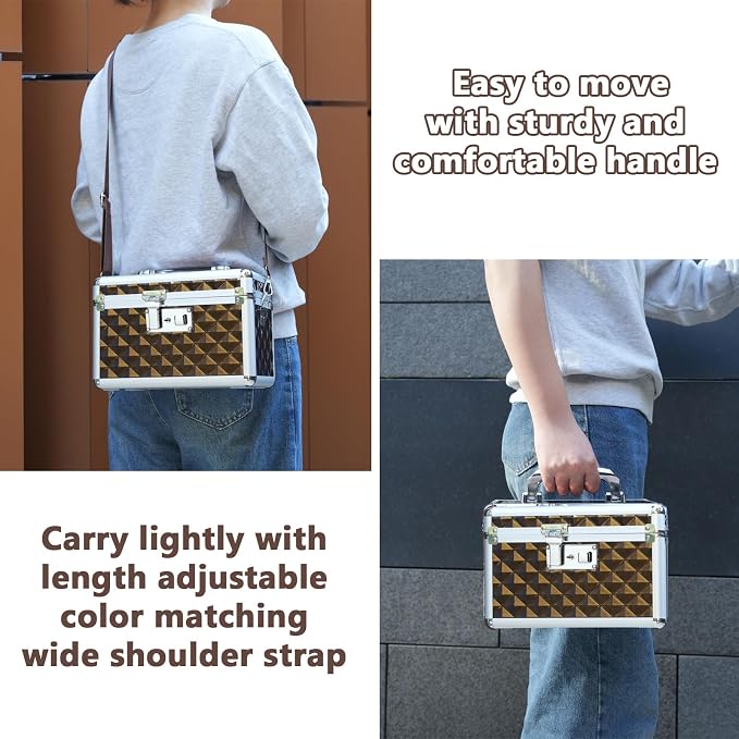 Storage Box with Key Lock, Lockable Medicine Storage Box, Empty First Aid Box, Security Lock Box, Multipurpose Locking Box for Home and Outdoor Use (Coffee, Small)