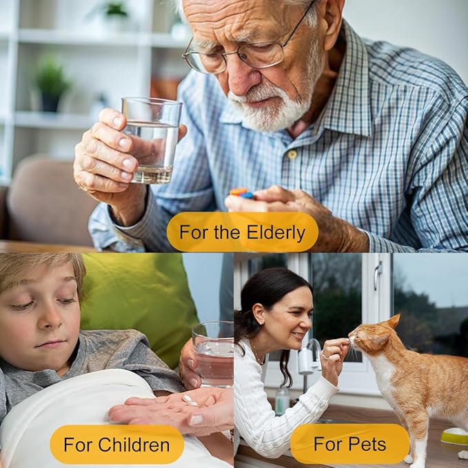 Pill Cutter for Cutting Multiple Pills, Adjustable 1/2 Pill Cutter Splitter for Small and Tiny Pills, with Centering Device, Improved Blade, Storage Organizer