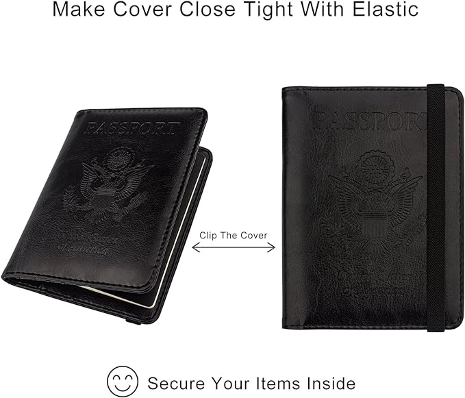 WALNEW Passport Holder for Travel, RFID Passport Wallet, Travel Essentials | PU Leather Passport Cover Case with Pen Holder, Travel Must Haves Accessories, Passport Book Holder for Women Men