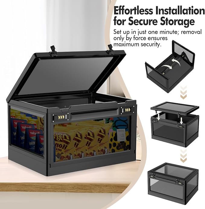 Extra Large Lock Box for Medication Safe, Medicine Lockable Storage Box with Code, Phone Lock Boxes for Video Games, Box with Combination Lock for Snacks/Food, Locking Cabinet for Home/Office (Black)
