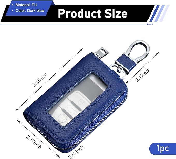 1PC Car Key Fob Case, Leather Car Key Holder for Purse, Automotive Smart Key fob Holder with Hook, for Remote Key Fob