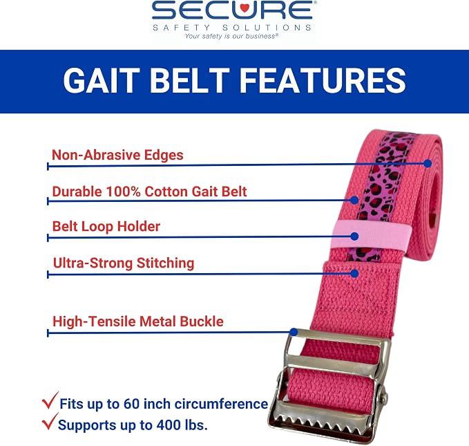 Secure Gait Belt for Seniors with Metal Buckle - Transfer and Walking Standing Aid Elderly, Physical Therapy, Nurses