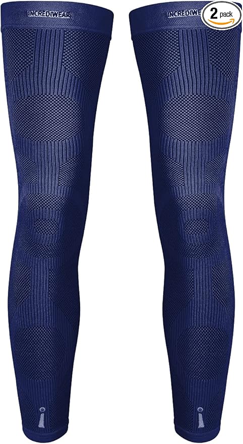 Incrediwear Leg Sleeve 2pk – Full Length Long Leg Sleeve for Leg Pain Relief & Muscle Recovery, Helps Reduce Swelling & Inflammation, Promotes Circulation, Leg Sleeves for Men & Women (Navy, Large)