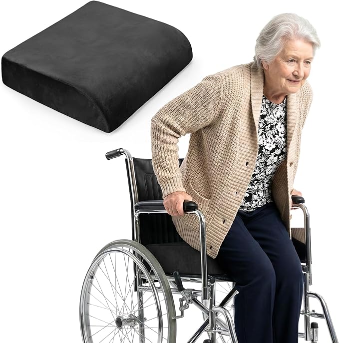 Chair Cushion for Elderly, Thick Booster Seat Cushion for Easy Rise | 4" Dual-Layer Foam Seat Cushion for Wheelchair, Office Chair, Couch & Car (18"x16")