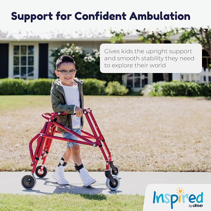 Inspired by Drive Nimbo 2G Mobility Aid Lightweight Posterior Walker, Extra Small, Castle Red
