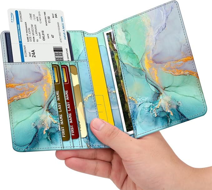 FINTIE Passport Holder, Slim Travel Wallet RFID Blocking Card Case Cover | Passport Cover Protector Essentials with Credit Card Slots, For Women/Men