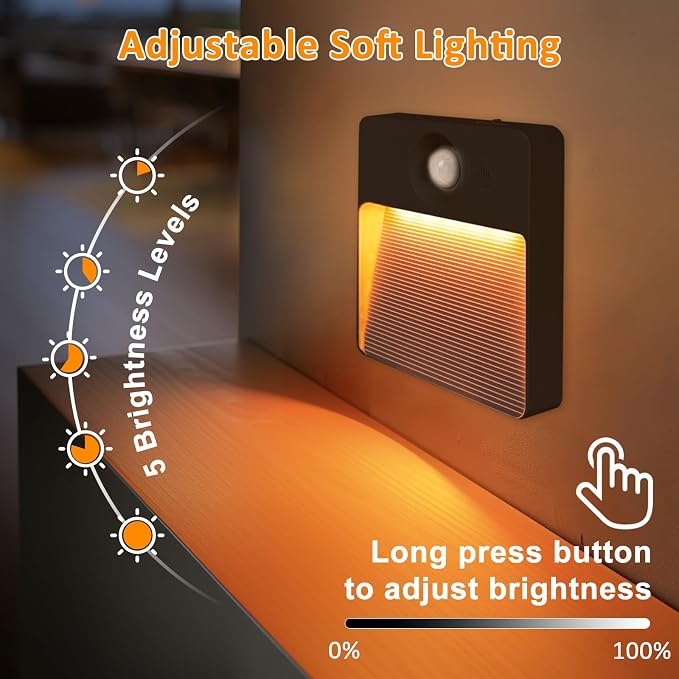 16 Pack Motion Sensor Stair Light for Indoor, Rechargeable Battery Operated Night Lights, RGBW Stick On Closet Lamp, Motion Activated Magnetic Lighting Lamps for Step, Cabinet,Hallway,Bathroom