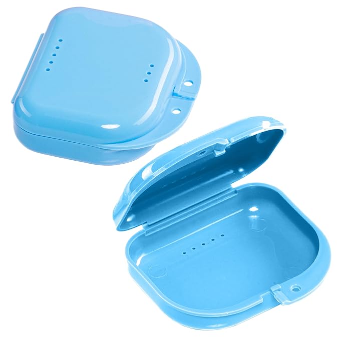 Blue Retainer Case Box - Individually Sealed, Dental Storage Container for Retainers, Aligners, Mouth Guards, Invisalign - Bag of 12 Cases