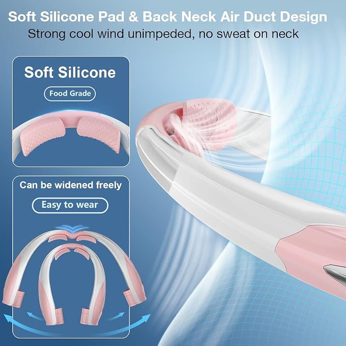 Hionly AI Neck Fan, 6 Speeds Adjustable Portable Personal Fan Rechargeable, 6000 mAh Battery Faster Cooling Wearable, Ultra Quiet for Home, Office, Travel, Outdoor