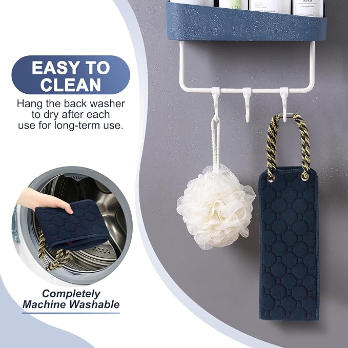 eaxun 39 Inch Exfoliating Back Scrubber with Dual Handles for Shower | Wider Dual-Sided Bath Washer for Deeper Cleansing, Full Back Coverage Exfoliator without Straining for Men & Women
